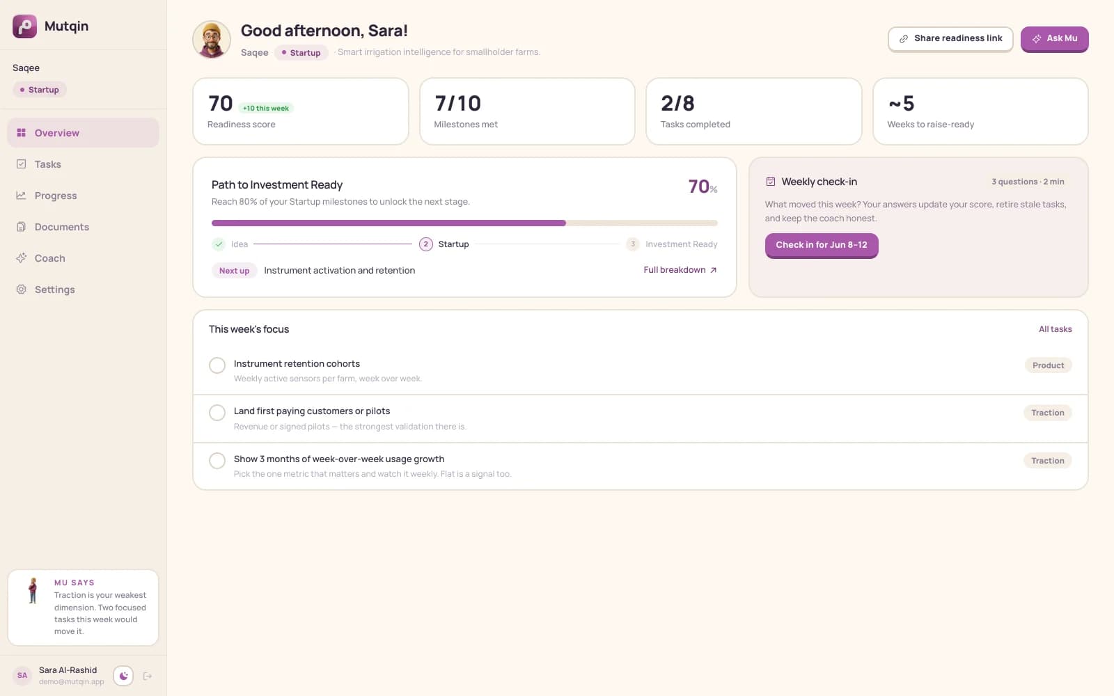 Mutqin — The founder portal